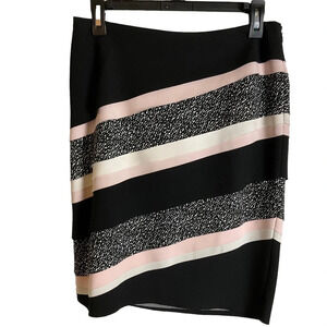 White House Black Market Tiered Colorblock Layered Lined Pencil Skirt Women's 2